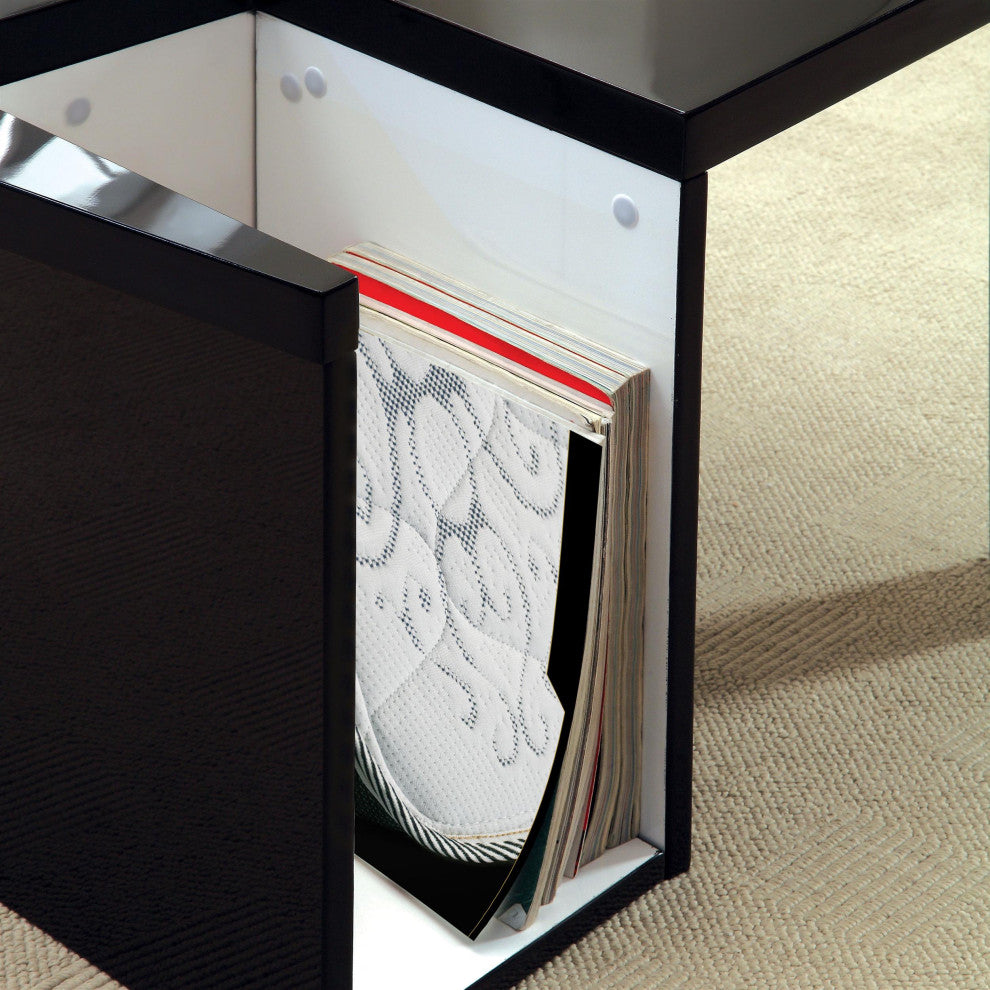 Furniture of America Lucio Contemporary Wood Coffee Table with Storage in Black