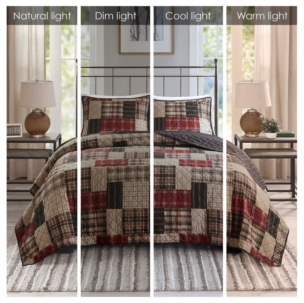Madison Park Timber 3 Piece Reversible Printed Quilt Set