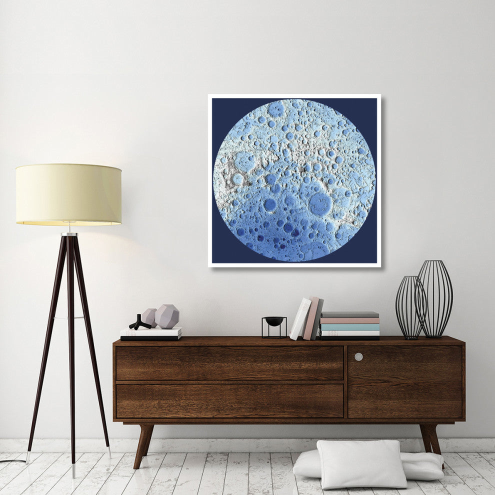 "Unmarked Decorative Topographic Map of the Moon, South Pole" Paper Art, 42"x42"