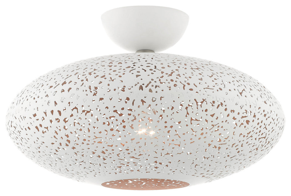 Livex Lighting Charlton 1 Light White With Brushed Nickel Accents Semi-Flush
