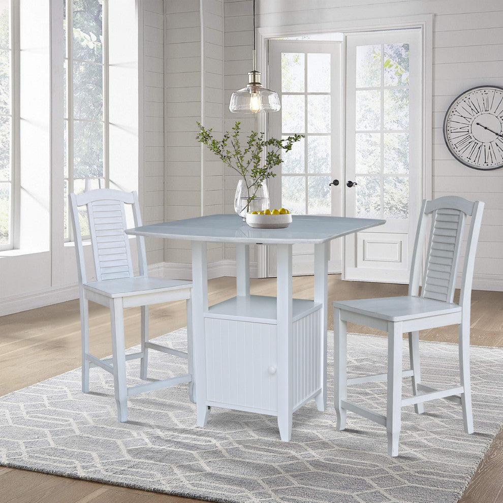 Dual Drop Leaf Bistro Table, Counter Height and 2 Counter Height Stools