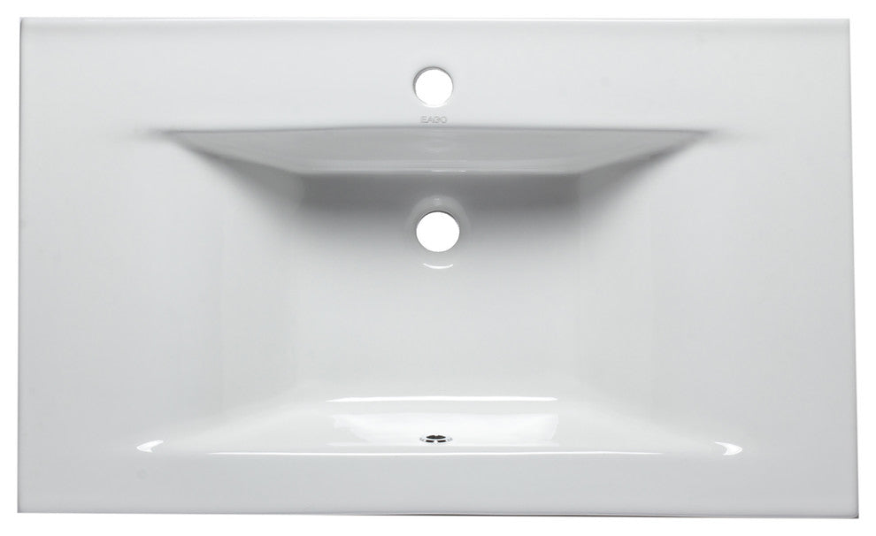 White Ceramic 32"x19" Rectangular Drop In Sink