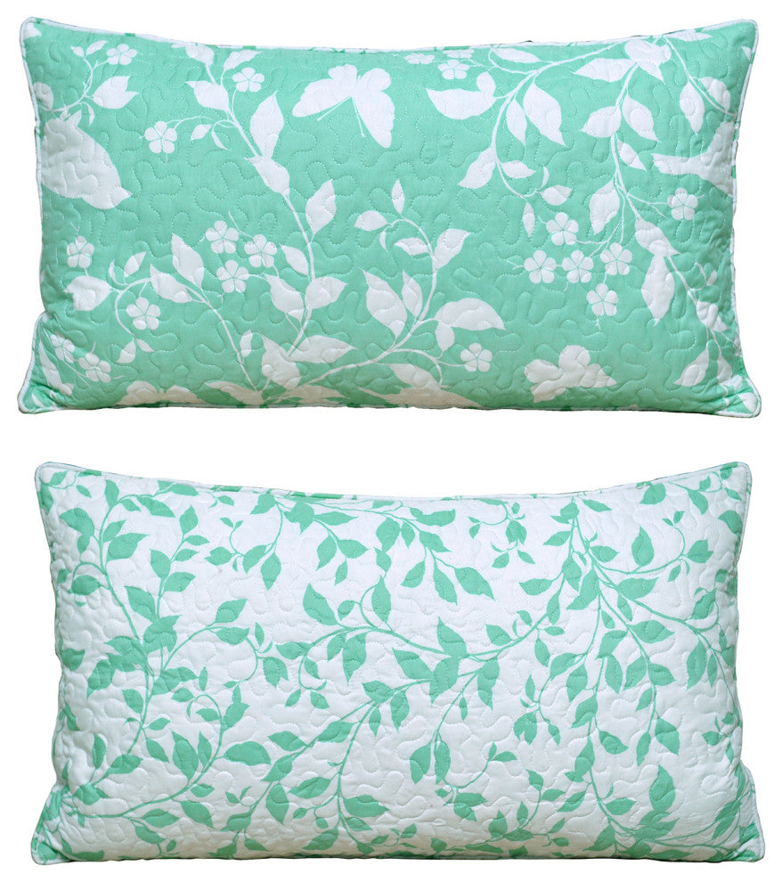 Birdsong 2 Piece Lumbar Pillow Shell Sets, Blue, (2) 14" X 26"