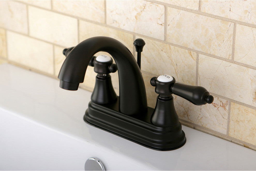 4" Centerset Bathroom Faucet WithBrass Pop-Up, Oil Rubbed Bronze