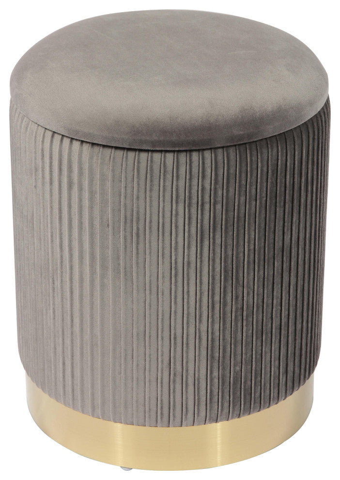 Zoe Grey Velvet Storage Ottoman - Grey
