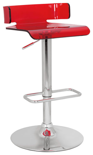 HomeRoots Red Chrome Swivel Adjustable Bar Stool