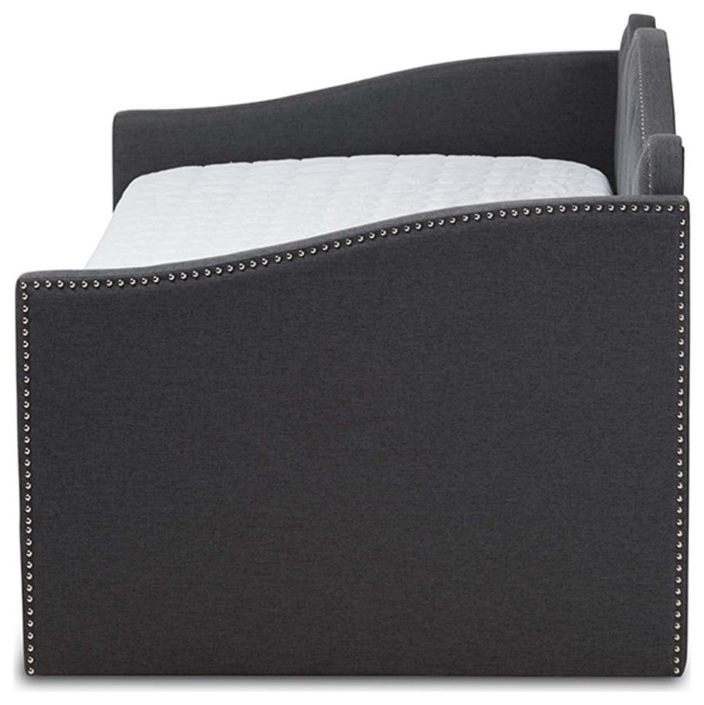 Helena Fabric Daybed With Trundle, Dark Gray