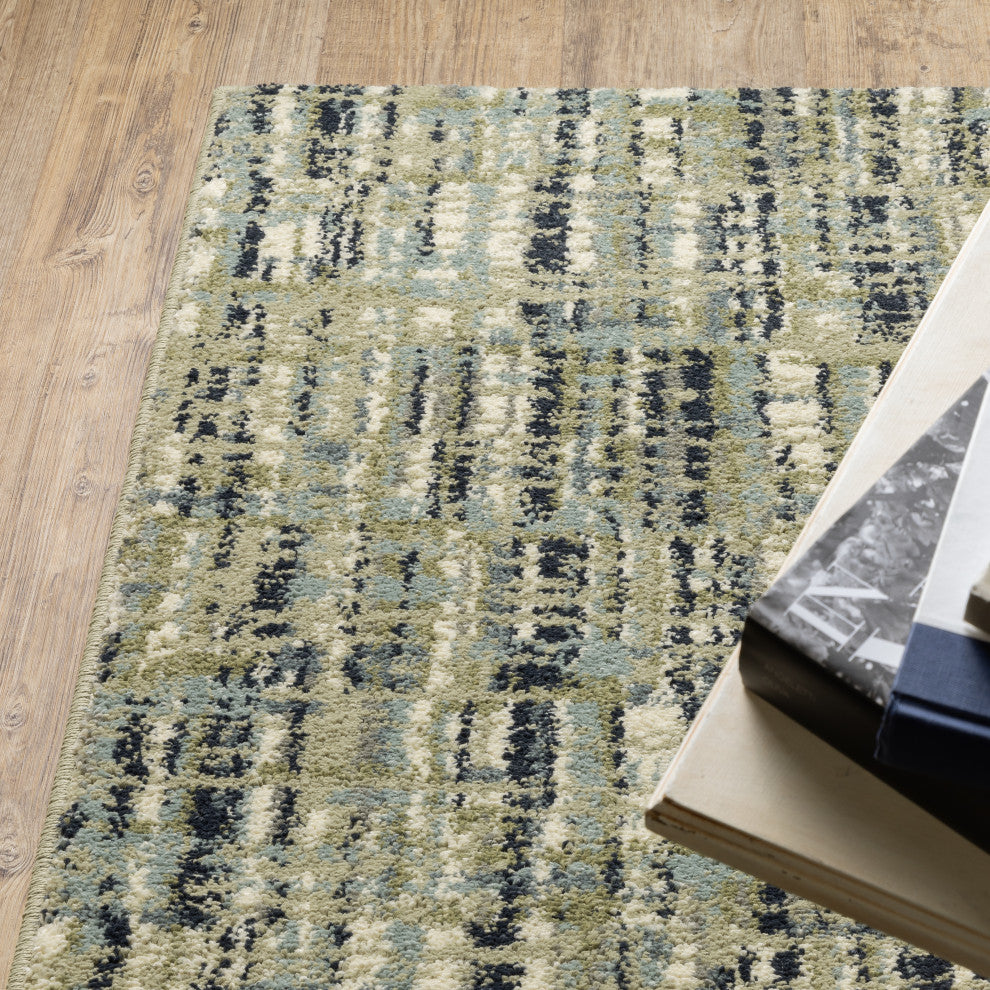 Sarasota Gridwork Indoor Area Rug, Green, 3'10" x 5'5"