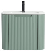 Caskvalley Bath Vanity, Straight Fluted Design Sink Included, Mint Green, 24"