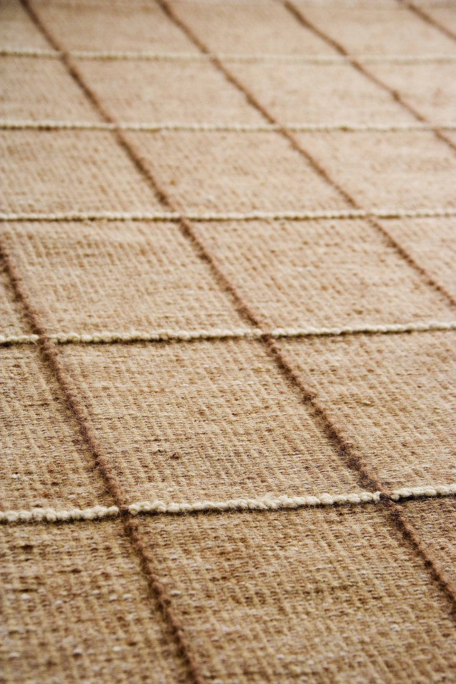 Hand Woven Beige Wool Area Rug