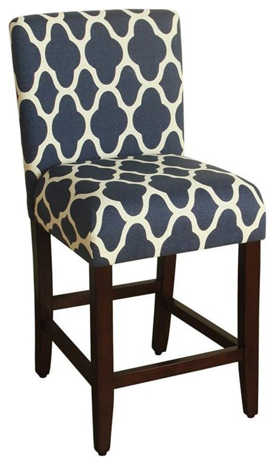 Home Square 39.5" Wood and Fabric Counter Height Barstool in Blue - Set of 3
