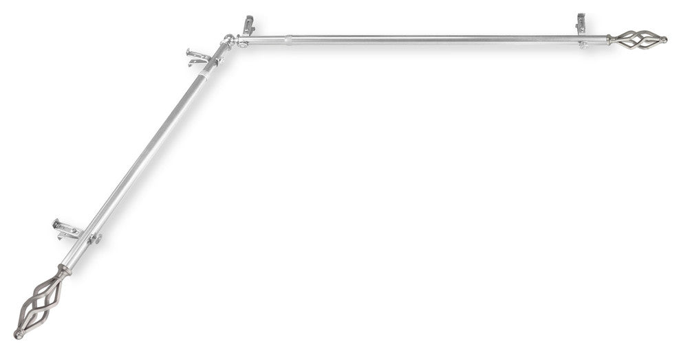 Vinci 13/16" Corner Window Curtain Rod, Satin Nickel, 66-120"