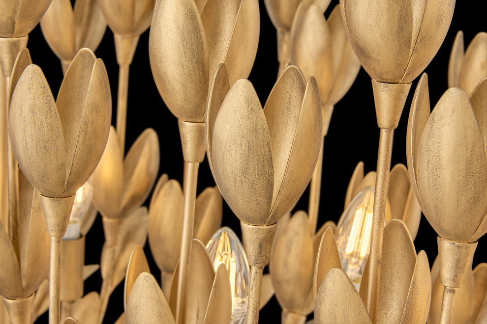 Hinkley 60" Flora Ten Light Linear Chandelier, Burnished Gold