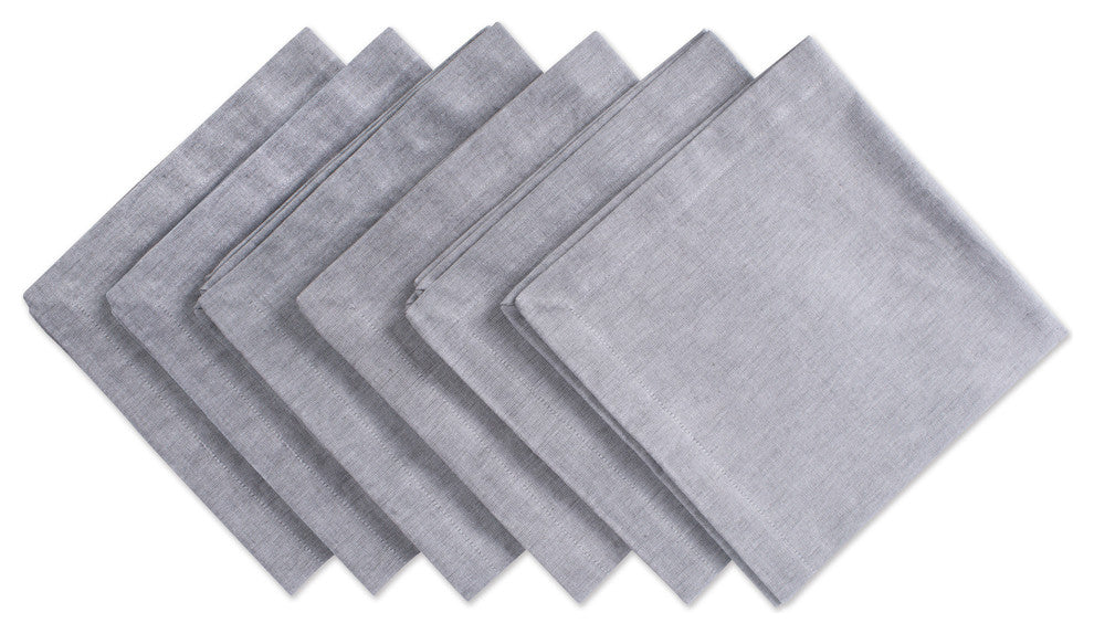 Gray Solid Chambray Napkin Set/6