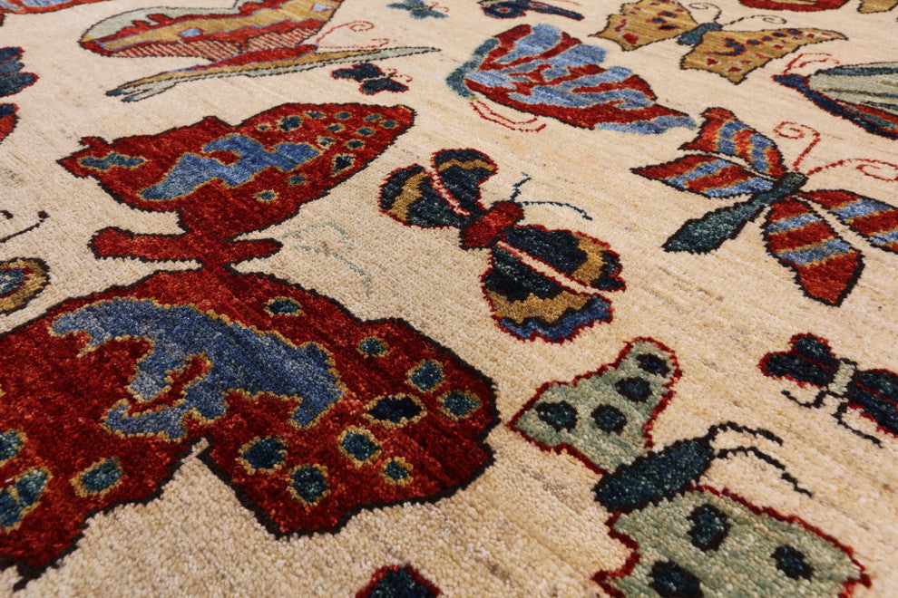Butterflies Persian Gabbeh Hand-Knotted Rug 5' 7" X 8' 5" Q5161