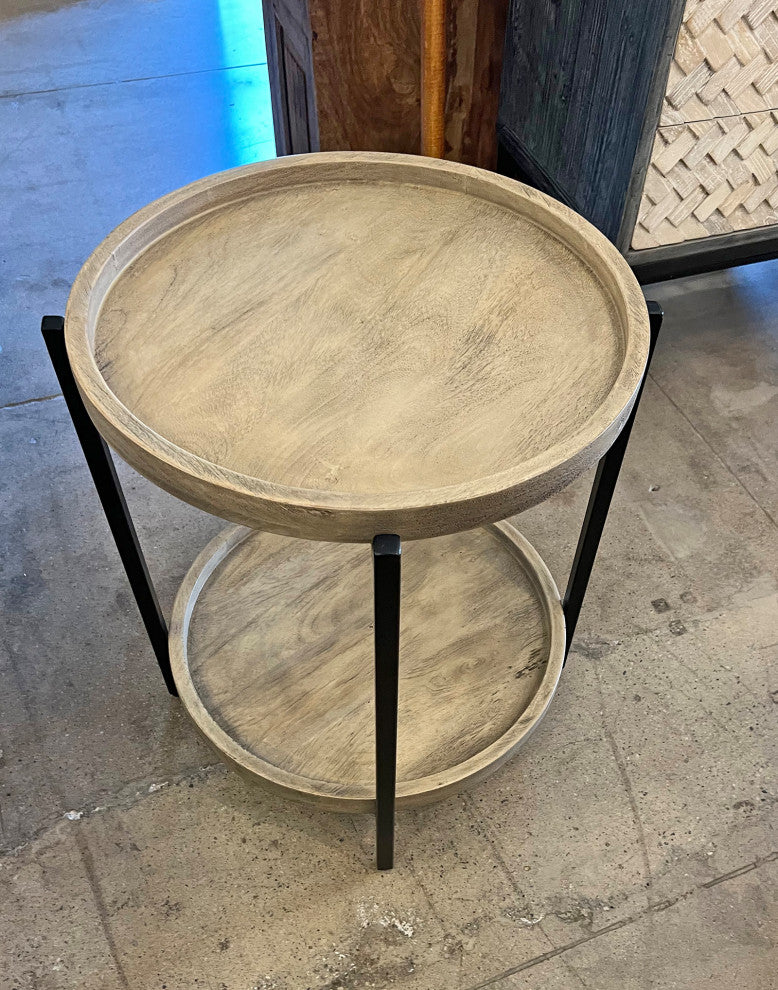 Zuri Bleached Wood and Iron Side Table