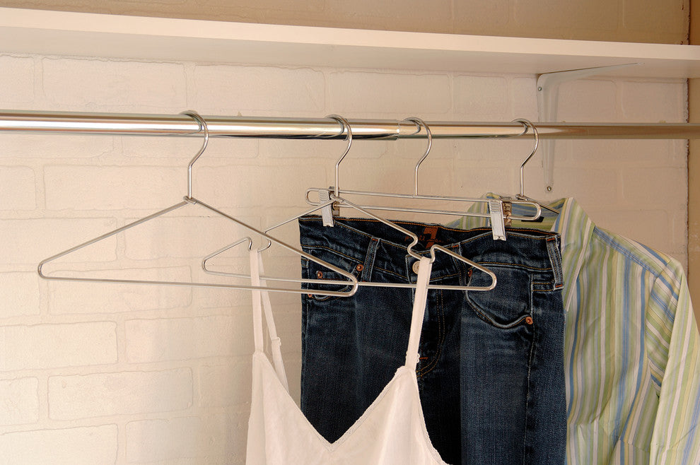 Metal Bottom Hanger With Clips, Chrome Finish, Box of 25