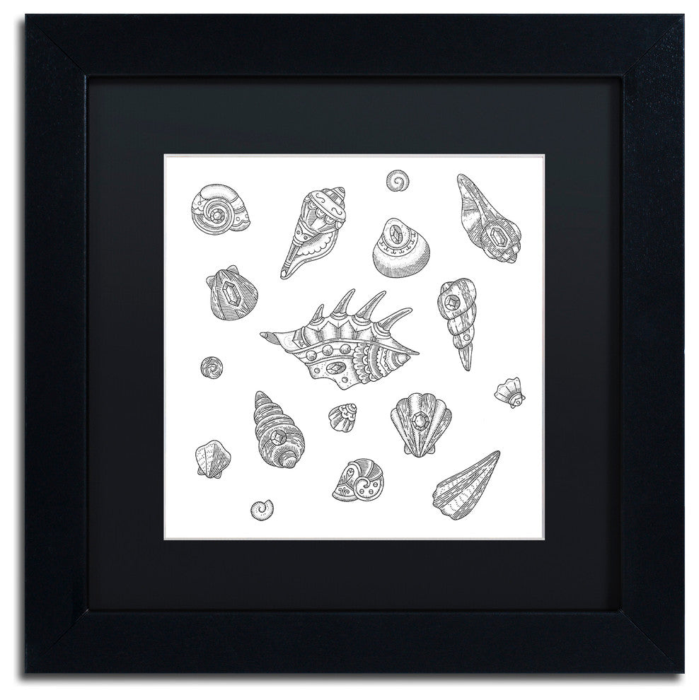 Filippo Cardu 'Shells' Art, Black Frame, Black Mat, 11x11