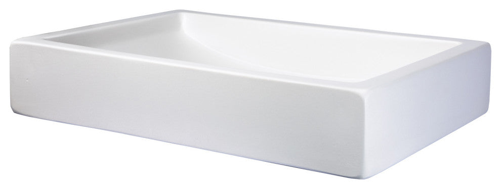Eden Bath EB_N008WH 22-in. Shallow Wave Concrete Rectangular Vessel Sink - Whit