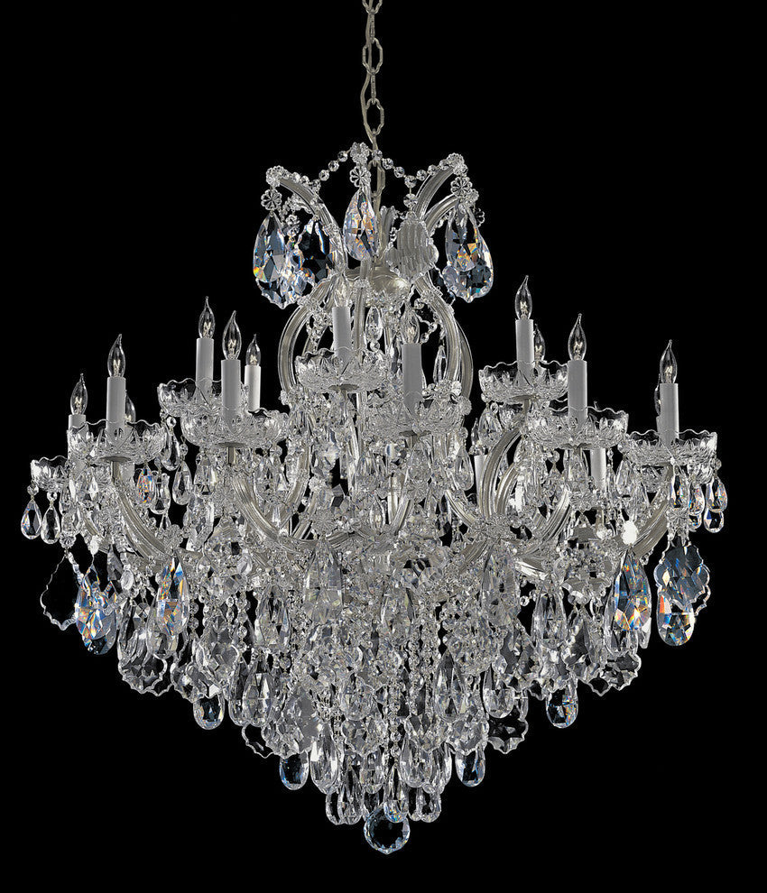 Crystorama Maria Theresa 19-Light Clear Italian Crystal Chrome Chandelier, Polished Chrome, Swarovski Strass Crystal