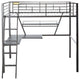 Benzara BM186052 Contemporary Metal Loft Bed With Desk, Black and Silver