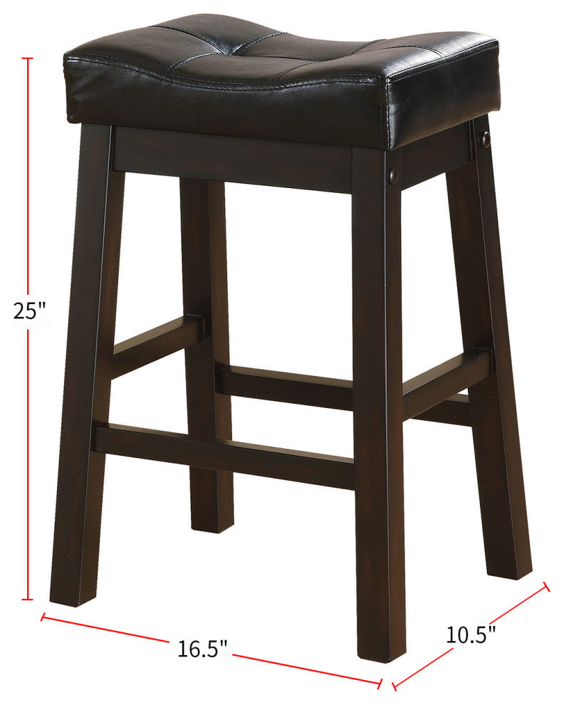 Set of 2 Counter Height Stools, Black and Cappuccino