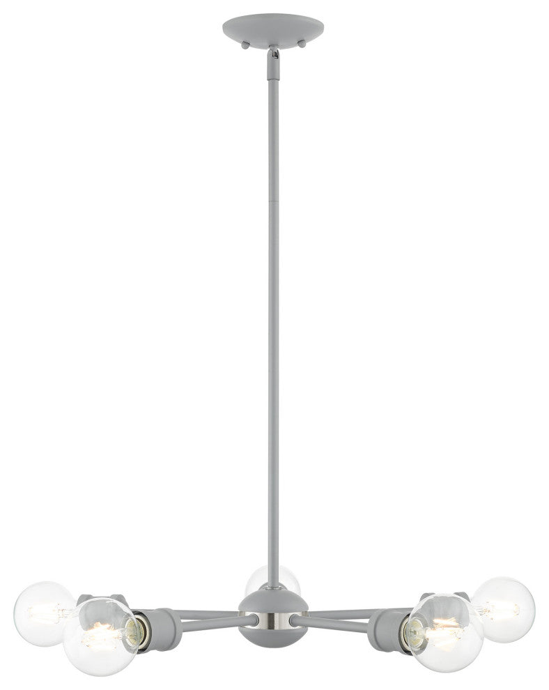 Livex Lighting Lansdale 5 Light Nordic Gray, Brushed Nickel Accents Chandelier