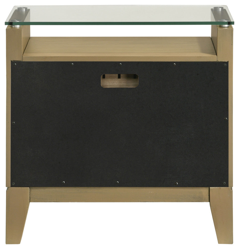Granada 2-drawer Glass Top Nightstand Natural Pine