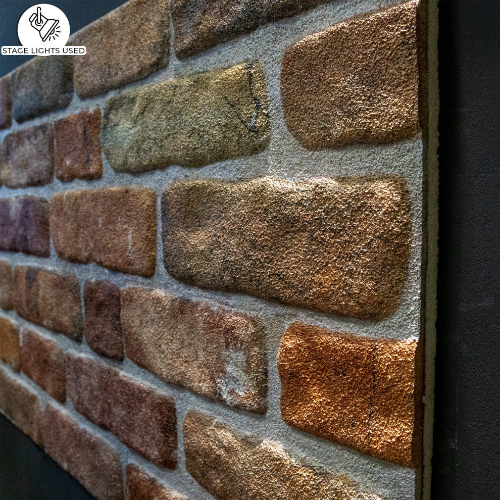 Faux Face Brick 3D Wall Panels, Brown Beige, Set of 10, Covers 53 sq ft