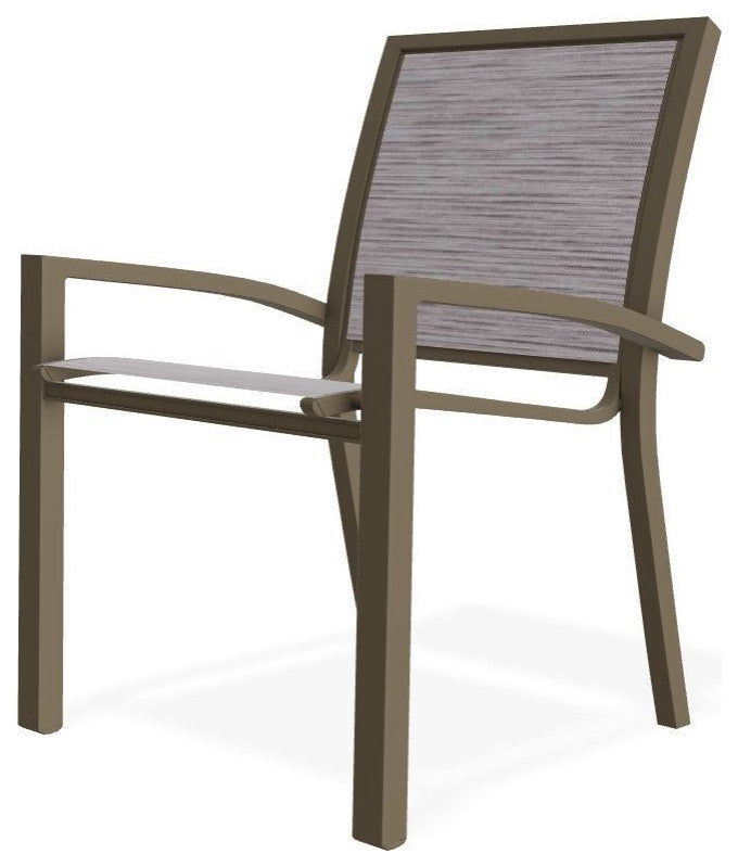 Kendall Sling Stackable Outdoor Dining Chair, Fossil/Beachwood
