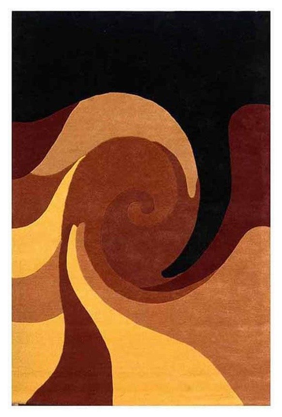 Wave Hand-Tufted Wool Rug, Black and Brown, 8'x10'6"