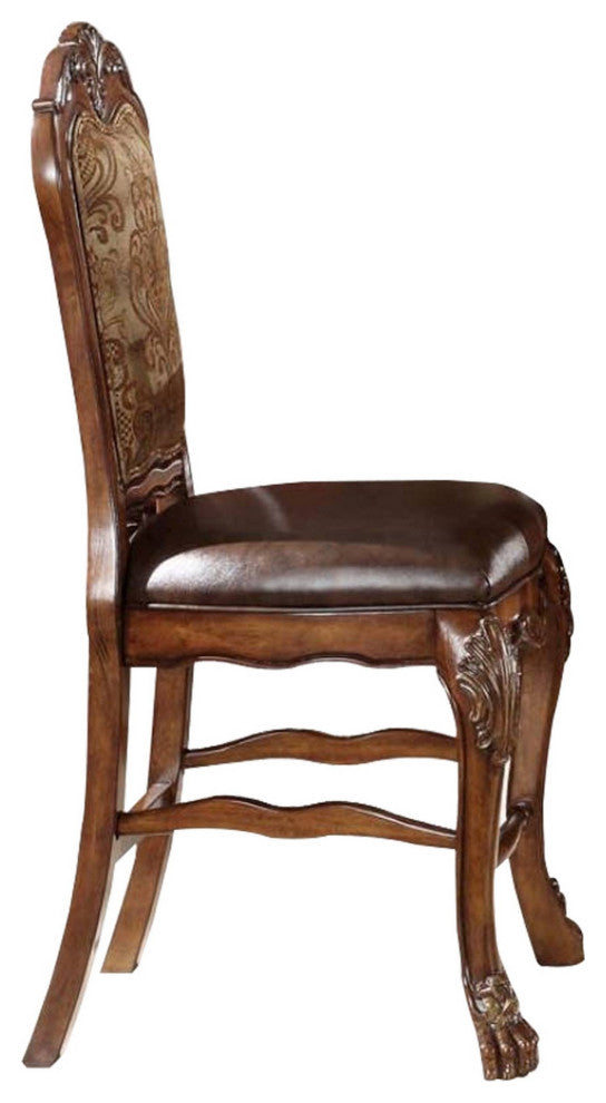 Benzara BM177831 Wooden Counter Height Chair, Cherry Oak Brown, Set of 2
