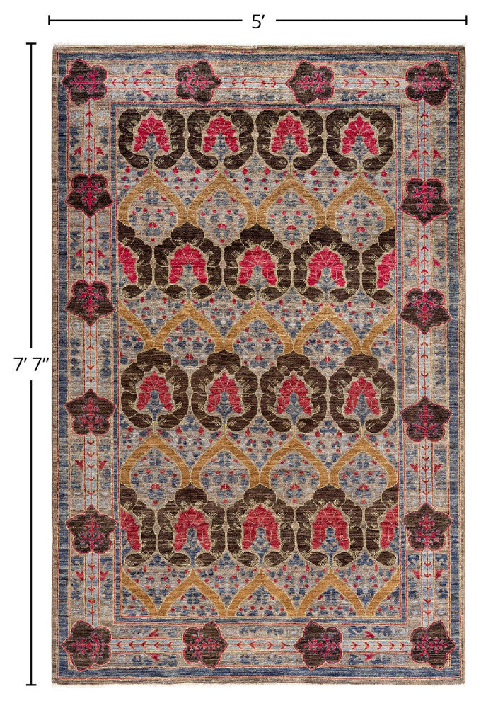 Overdyed, One-of-a-Kind Hand-Knotted Area Rug Beige, 5'0"x7'7"