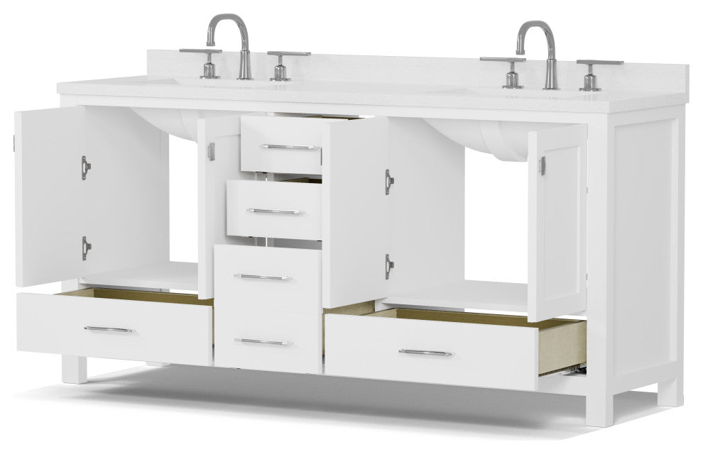 Caroline Avenue 72" Double Bathroom Vanity Set, White