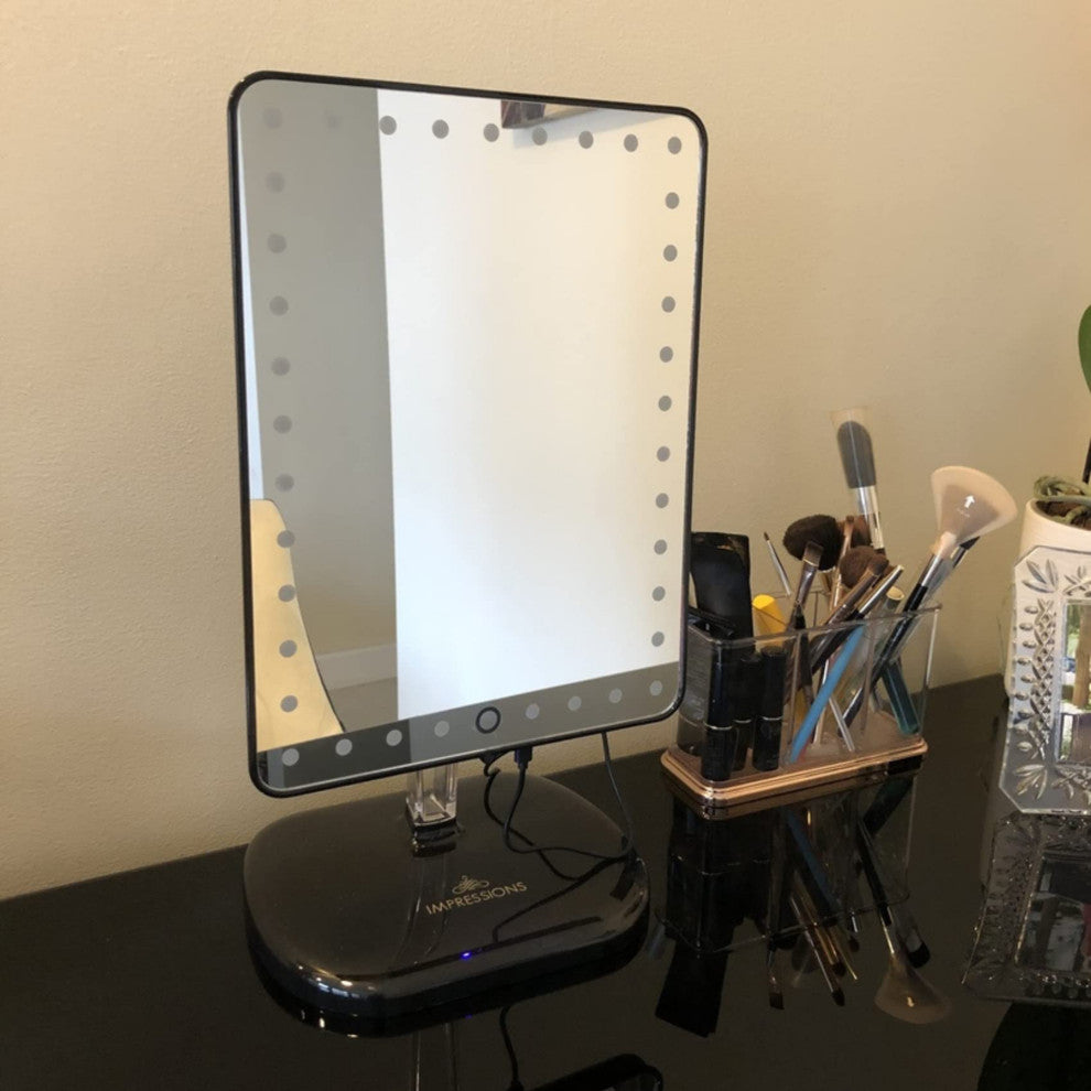Touch Pro LED Makeup Mirror With Bluetooth Speaker and USB, Black