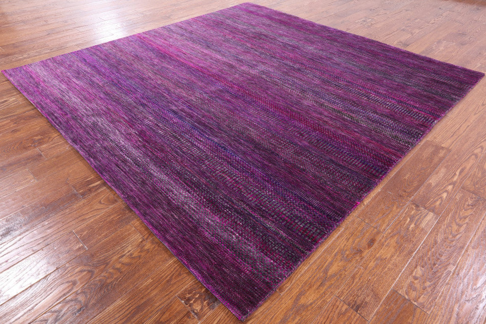 8' Square Super Savannah Gabbeh Hand Knotted Wool and Silk Rug Q6091
