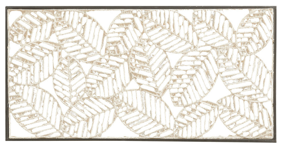 Madison Park Paper Cloaked Leaves Metal Framed Decor Panel