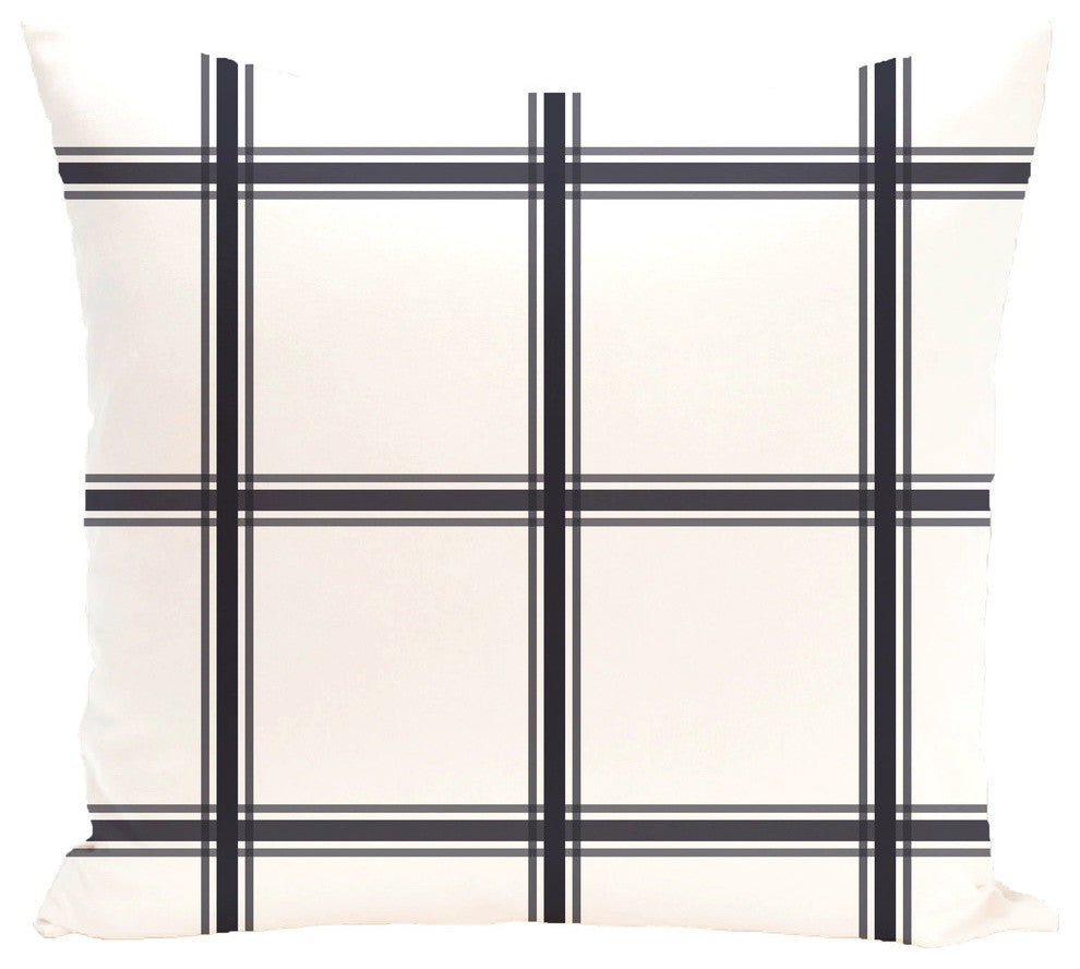 Windowpane Plaid Geometric Print Pillow, Bewitching, 16"x16"