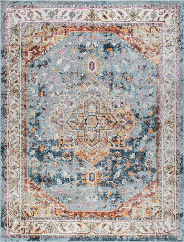 Kinsley Traditional Oriental Denim Rectangle Area Rug, 10'6''x14'6''