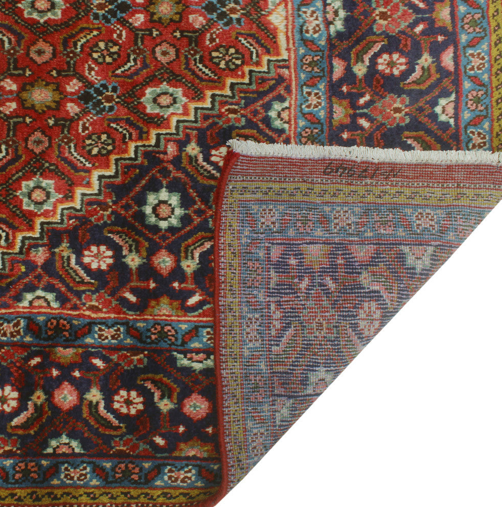 Fine Vintage Distressed Rehman Rust/Navy Rug, 6'6x9'9