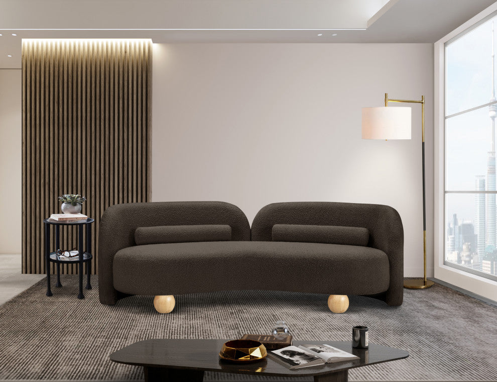 Daphne Upholstered Chair/Loveseat/Sofa, Brown, Boucle Fabric, Sofa