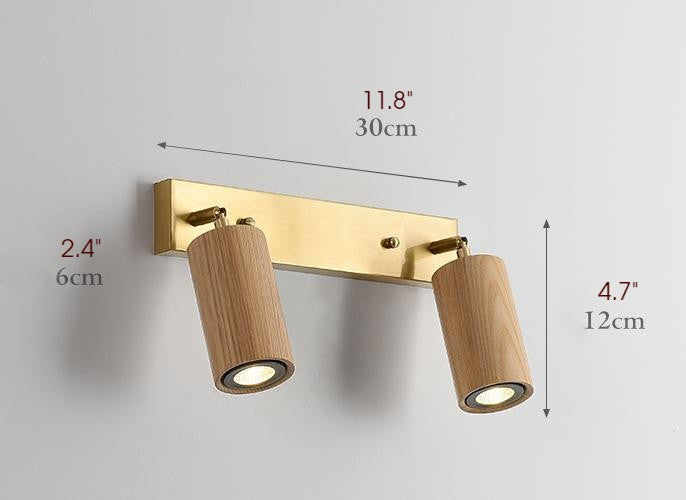 Sevilla | Creative Cylinder Wooden LED Wall Lamp, Light Wood, 2 Heads