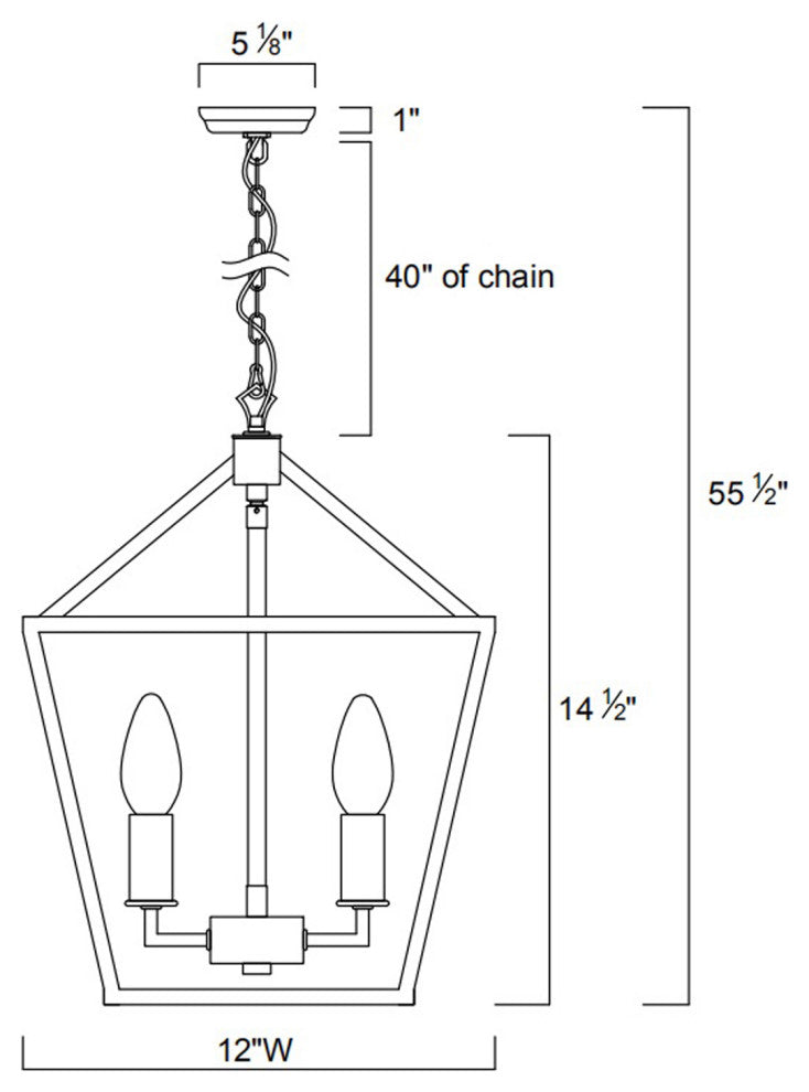 4-Light Oil Rubbed Bronze Lantern Pendant Chandelier 12 in.