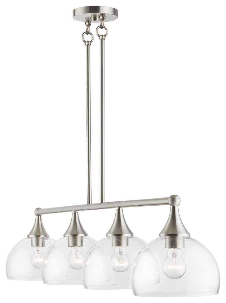 4 Light Brushed Nickel Large Linear Chandelier