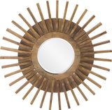 Howard Elliott Carver Wooden Round Mirror