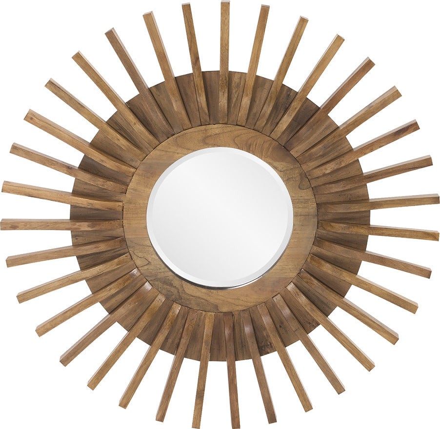 Howard Elliott Carver Wooden Round Mirror
