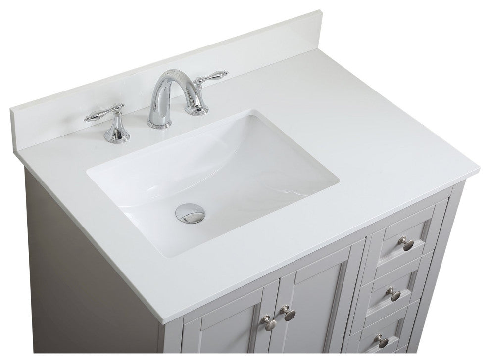 Elegant VF15532GR-BS 32"Single Bathroom Vanity, Gray With Backsplash