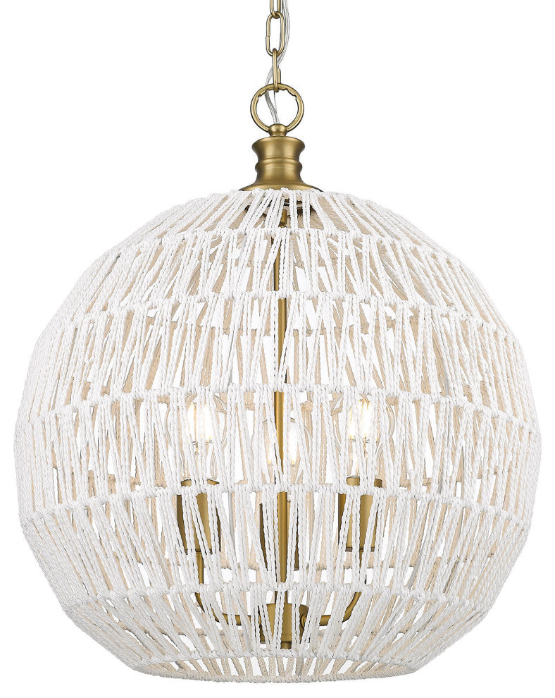 Golden Lighting 6933-3P Florence 3 Light 19"W Cage Pendant - Brushed Champagne