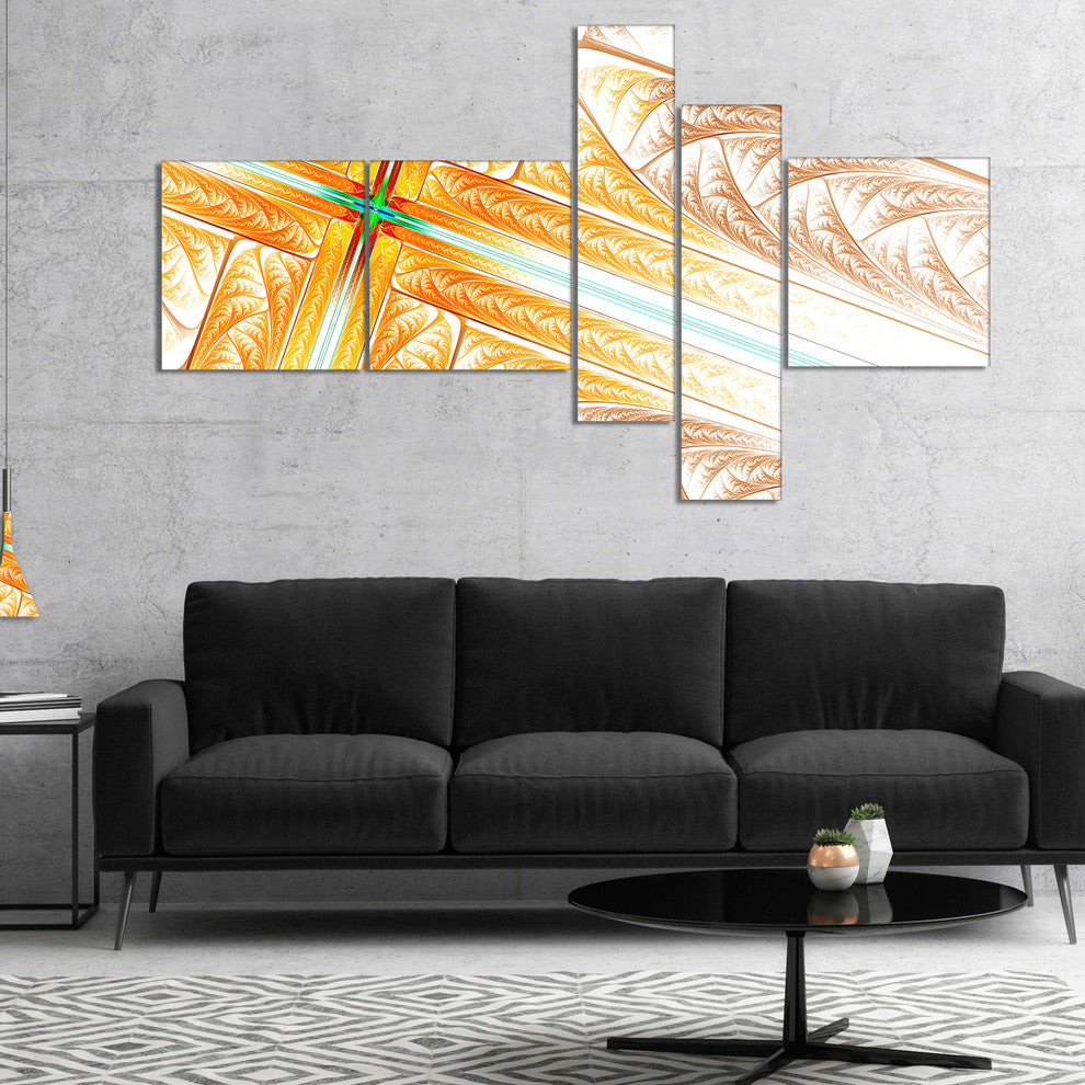 Brown Fractal Cross Design, Abstract Art on Canvas, 60"x32", 5 panels