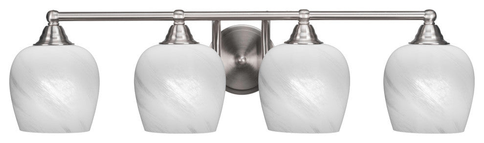Paramount 4-Light Bath Bar, Brushed Nickel, 6" White Marble Glass
